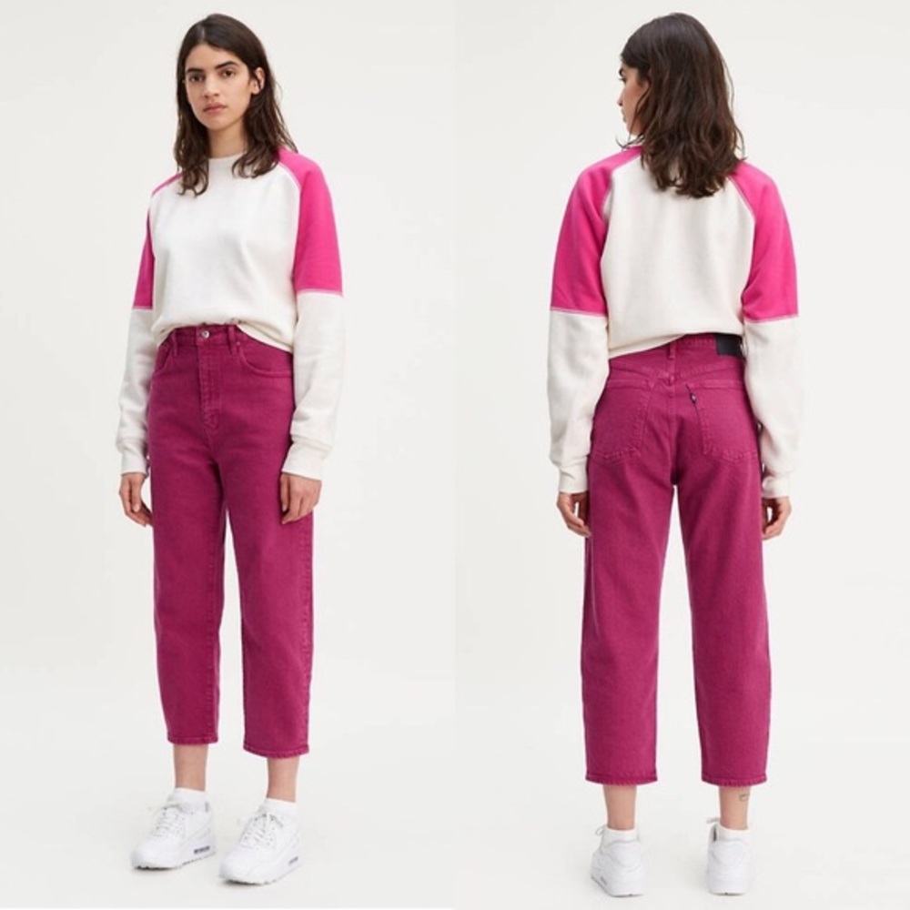 NWT Levi’s Made and Crafted Barrel Crop Jeans pink